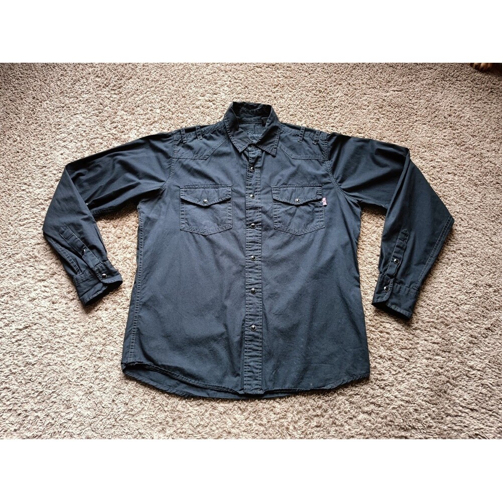 English Laundry Button Up Shirt Men's Medium Western Black Long Sleeve